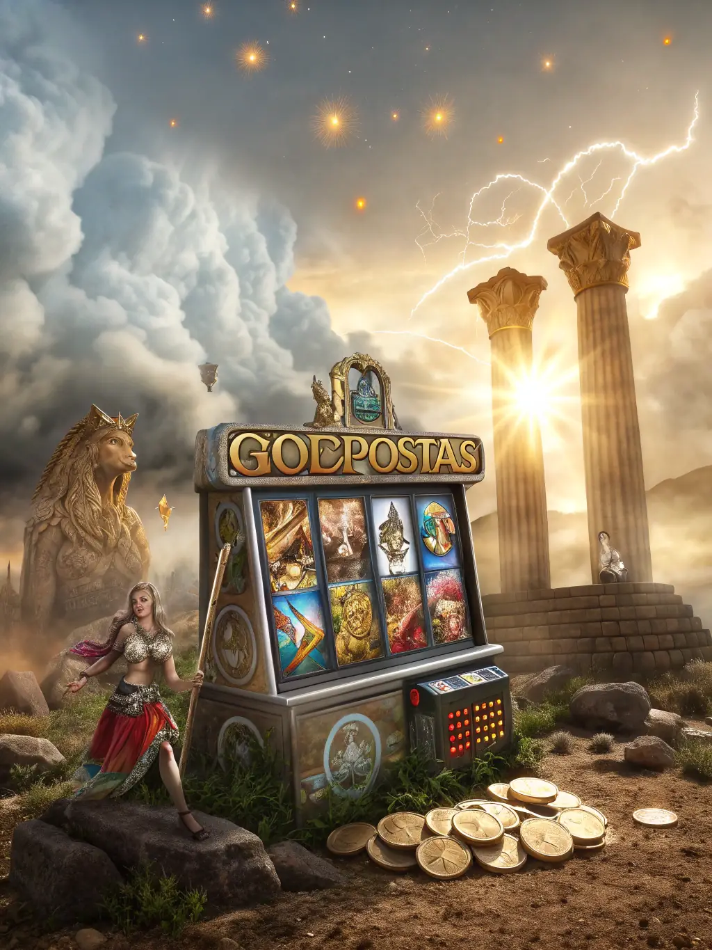 A high-quality image showcasing the Age of the Gods slot game interface, highlighting the progressive jackpot counters and the game's theme.